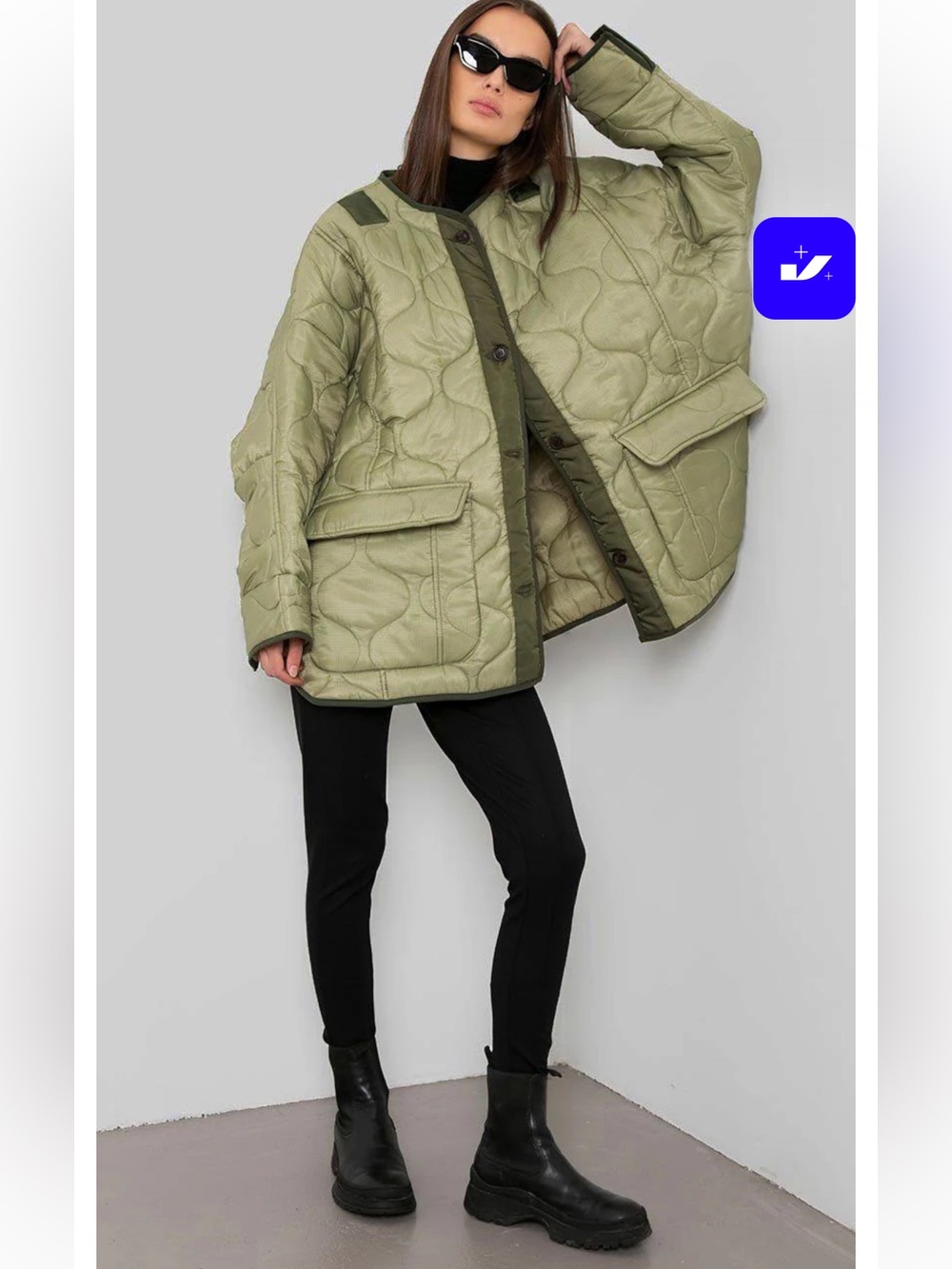 The Frankie Shop Olive Quilted Oversized Puffer Jacket